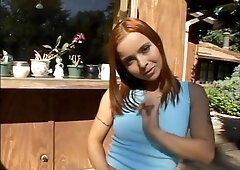 Blowbang with a redhead slut