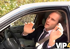 Vip4k. random passerby scores fantastic bride in the wedding limo