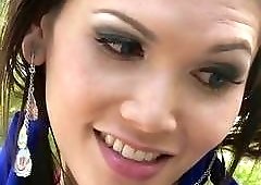 TS cheerleader Eva Lin bangs with mature pervert in pool