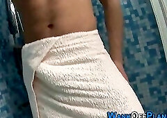 Novice cum solo in shower