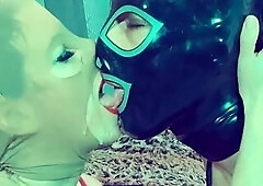 SMOKING DEEPTHROAT lesson for SISSY latex slave