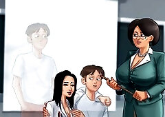 Naughty Indian teacher in a cartoon fantasy gives a playful handjob