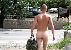 Nudists Aslan Brutti and Roza fuck in the field