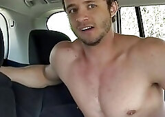Gay hitchhiker Nate picked up and pounded in a car