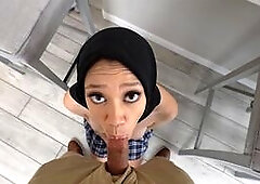 Naughty big tits Arab teen Madi Laine fell on her knees and gave a perfect blowjob and lucky guy Bobby Beefcakes enjoyed hot chick Muslim teen with Hi