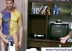 Stripping game between straight guys with horny rules