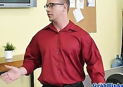 Jizzsprayed office stud drilled by the boss