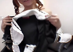 Attractive Japanese maid sucks a hard dick before being drilled