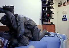 Soldiers fuck in Zodiak hazmat gear