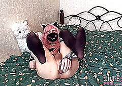 Cumming in ass, big dildo cum