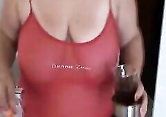 Greek Older big beautiful woman with Giant Saggy Hangers masturbate on balcony