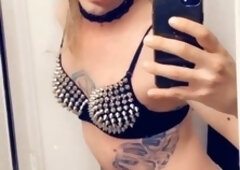 Stunning trans queen indulges in pleasurable self-pleasuring session