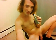 Transgirl Bare in Merely Socks Vaping and Coughing