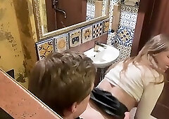 Gave a Blowjob in the Toilet. 4K HD Tim Team