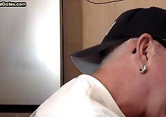 Gloryhole lover giving brain and tickles with his moustache