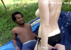 Big tits teen 18+ interracial fucks outdoor during picnic