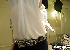 Tattooed shemale hotty fucks so good