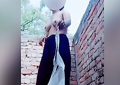 A Girl Was Taking Bath In Her Courtyard - Very Beautiful