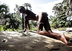Favourable foreigner drilled this Afro tribe queen ideal body in the village river