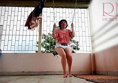 Cute Housewife Has Enjoyment Out Of Pants On The Swing Doxy Swings And Shows Her Flawless Vagina 1