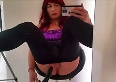 Crossdresser like a girly have fun with fuck stick, draining +cum
