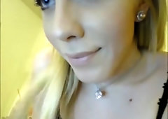 Kinky Blonde Shemale Stroking Her Hot Cock