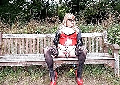 Greater Quantity of crossdressing bitch Gina Trent outdoors pissing and playing whilst posing for the camera