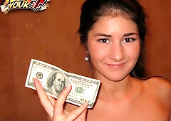 Playful brunette Nessa Shine rides on a pretty big boner