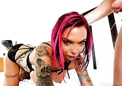 Tattooed slut Anna Bell Peaks is one helluva example of a good cocksucker