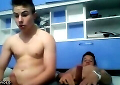 Hunk young friends on webcam jerking and cumming