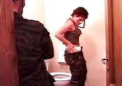 This experienced mother I'd like to fuck unleashes a drenched golden stream over the biffy as her partner watches intently, then fingers her slop