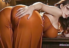 Busty brunette lounges in whiskey bar & gets fucked hard before a juicy cumshot (AI)