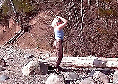 Fishnet pantyhose on big arse