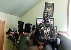 Spiderman shoots a huge load