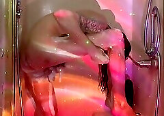 Shemale being Naughty in the Shower with a BBC Dildo