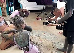 Anuskatzz tattooed woman amateur cuckold 3some. Morea Ebony banged fisted behind the scenes pov