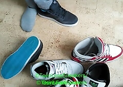 Sneakers trampling, nike sneakers fetish, sneakers