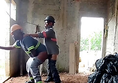 Electrician tearing up his secretary during work