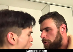 LatinLeche- Uber-Cute Latino Studs Entice A Unshaved Dude in A Super-Steamy 3 Way