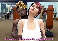 Wife takes on two men in a gym while her husband watches helplessly