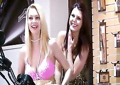 Alena with Alice Saint make undressed posing in motorbike Harley Davidson