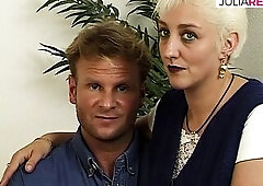 Sexy granny blows and bangs with dildos