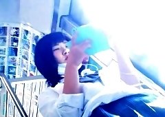 Fascinating Oriental teens voyeur upskirt in public places
