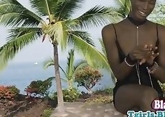 Ebony tgirl teases and wanks off outdoors
