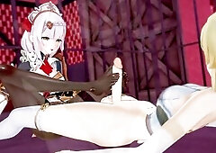 Genshin Impact - Futanari Lumine Hardfuck with Noelle