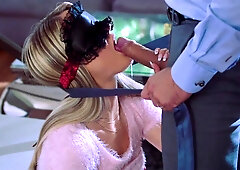 Adorable blonde babe Lexie Fox gets fucked and facialized by older man