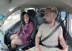 Fur-covered Christina Santes getting it on in the car