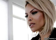 Massive bazookas tgirl in underware punishes bf