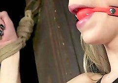 Blonde shemale dominated and fucked balls deep after BDSM play