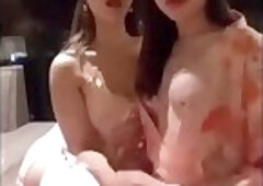 Nasty Thai Ladyboy with a Blindfolded Cute Female Blowj
